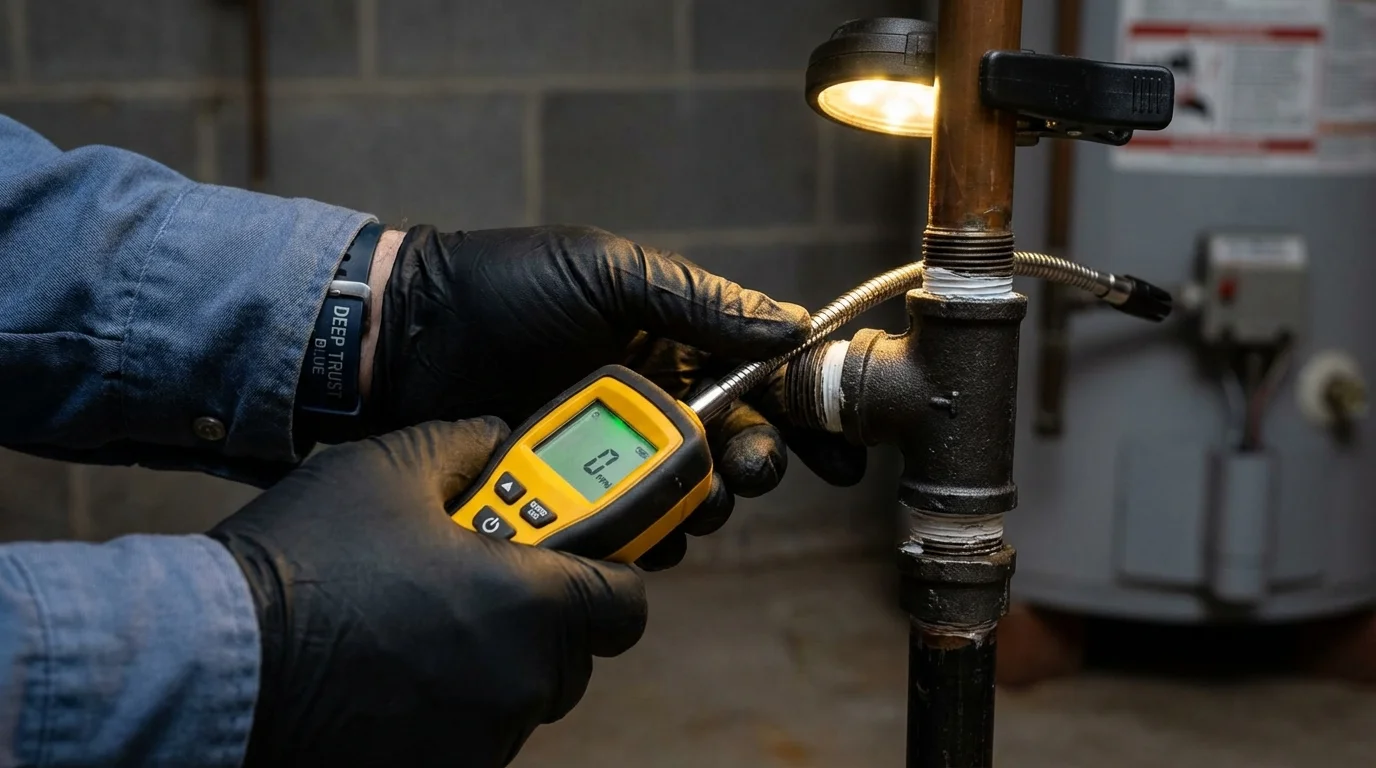 Gas leak detection with electronic sniffer by Johns Plumbing LLC in Claysburg